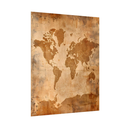 Vintage World Map: Artistic Cartography on Canvas - Poster