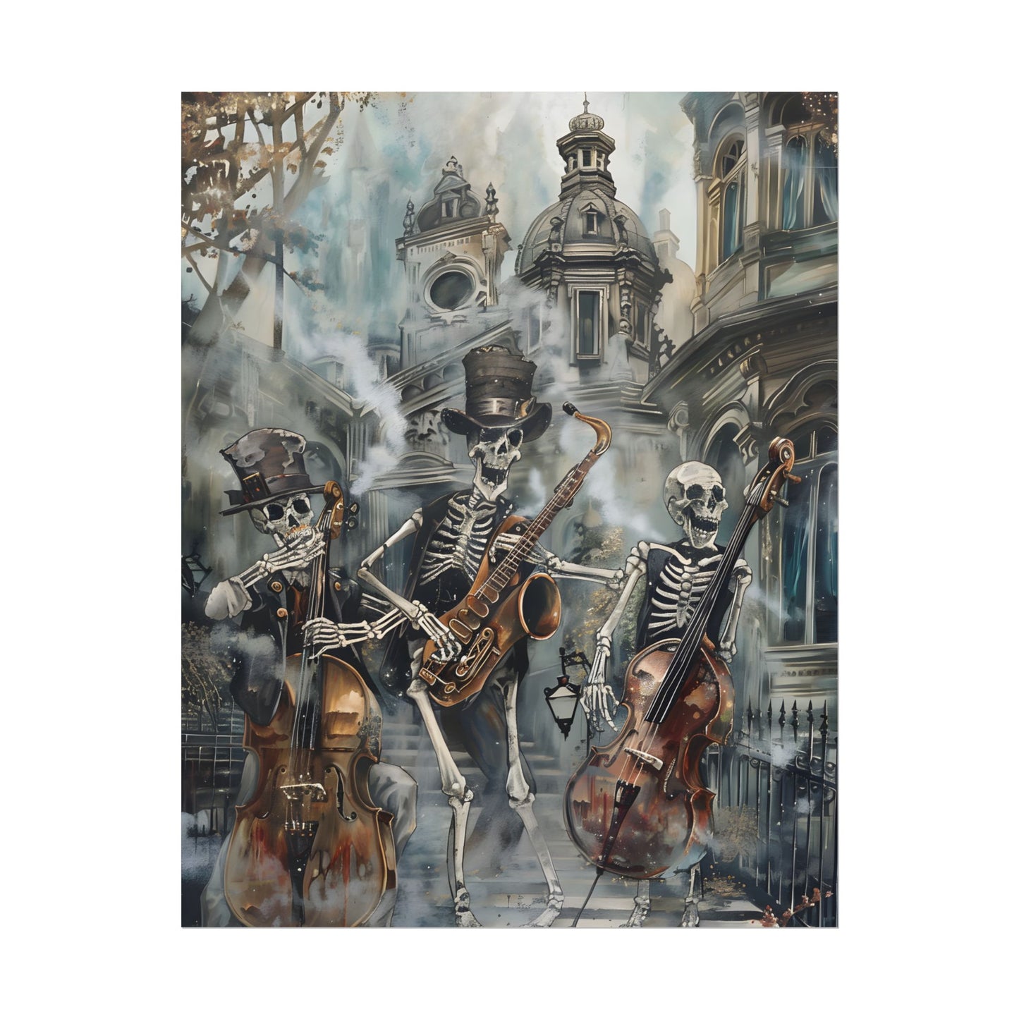 Victorian Lowbrow Jazz: Skeleton Band in Artistic Swing - Poster