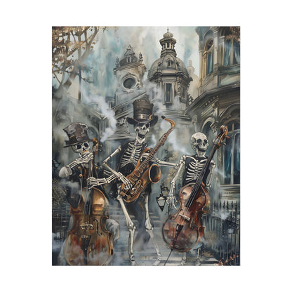 Victorian Lowbrow Jazz: Skeleton Band in Artistic Swing - Poster