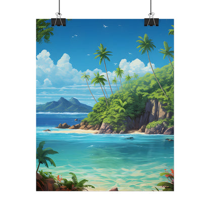 Tranquil Tropical Paradise: Calming Island Scene Art - Poster