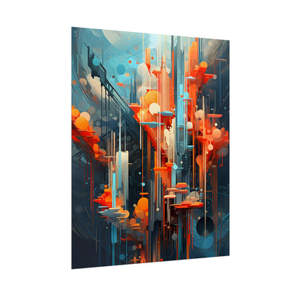Abstract Cyber Dreamscape: Vibrant Colors and Neon Lights Digital Art - Poster