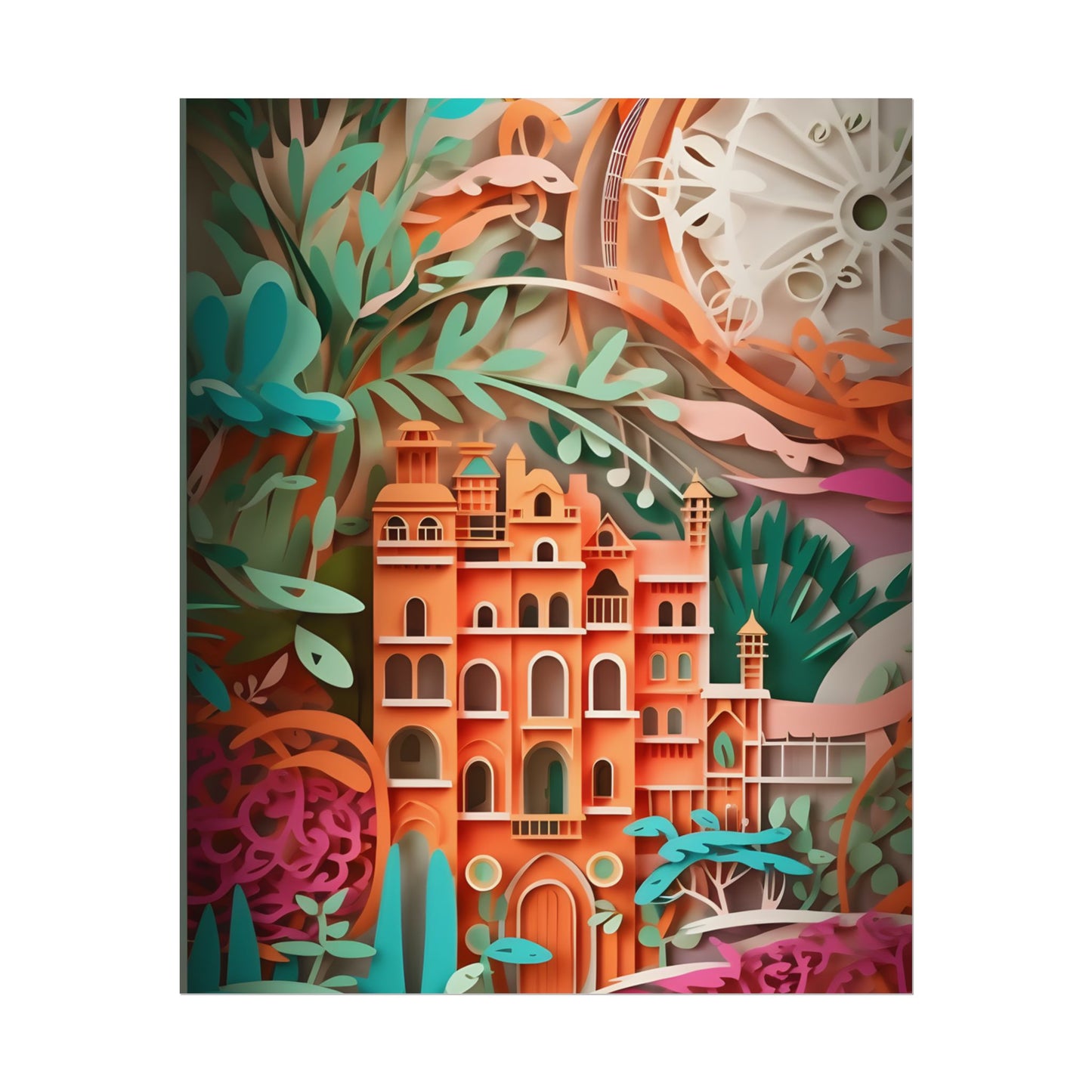 European Paper Quilled Landscape: Artistic Craftsmanship - Poster
