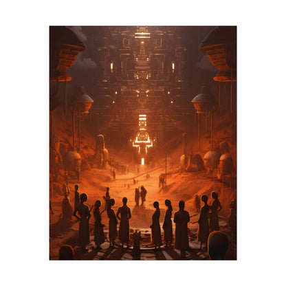Vibrant Futuristic Tribal Gathering: Digital Art - Poster