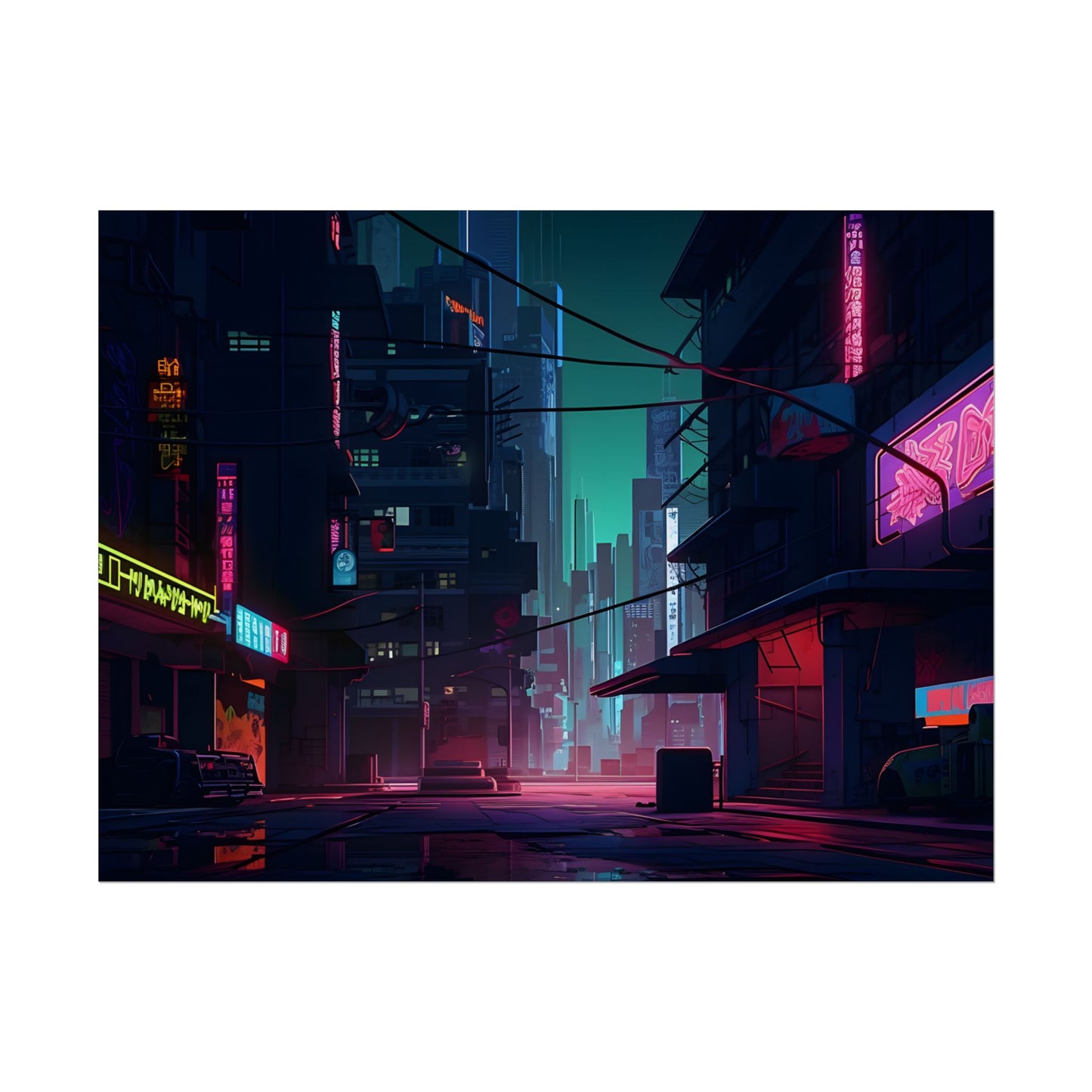 Nightfall in Neo-City: A Melancholic Cyberpunk Scene - Poster