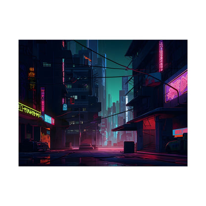 Nightfall in Neo-City: A Melancholic Cyberpunk Scene - Poster