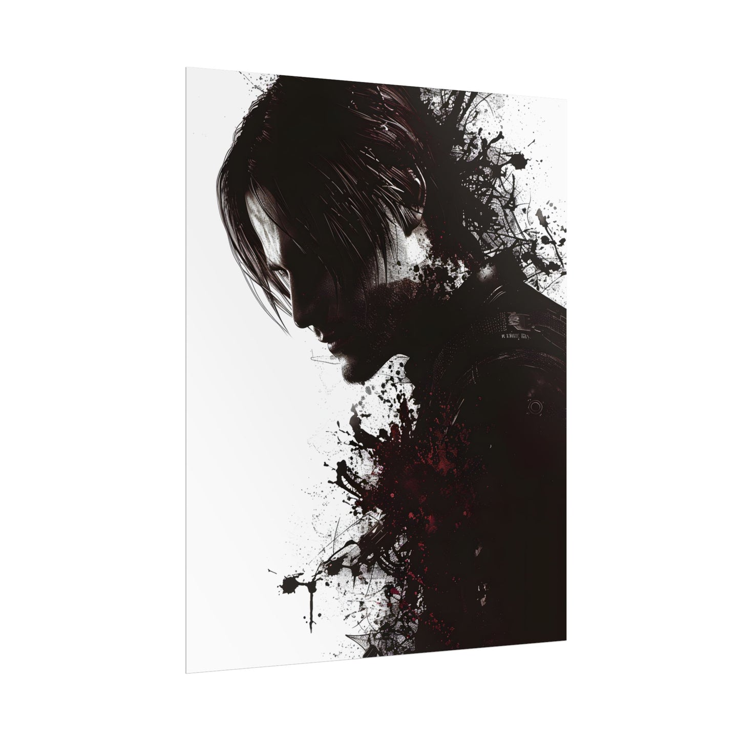 Emerging from Darkness: Blood-Splattered Figure Digital Art - Poster