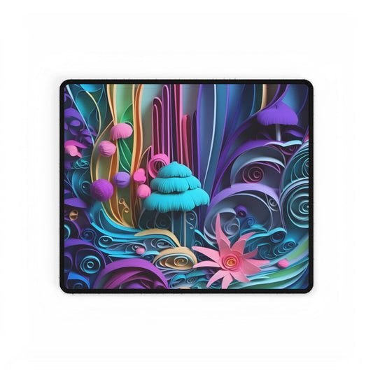 Vibrant Beach Landscape: Paper Quilling Artwork - Desk Mat