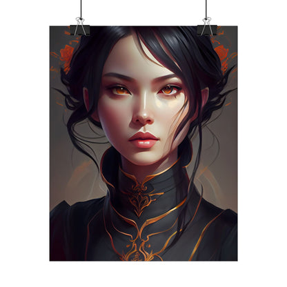 Realistic Female Portrait in Elegant Dress - Poster