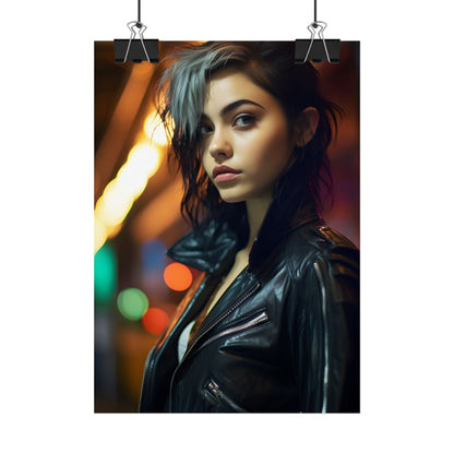 Vibrant Digital Art Print: Teenage Cyberpunk Close-Up - Poster