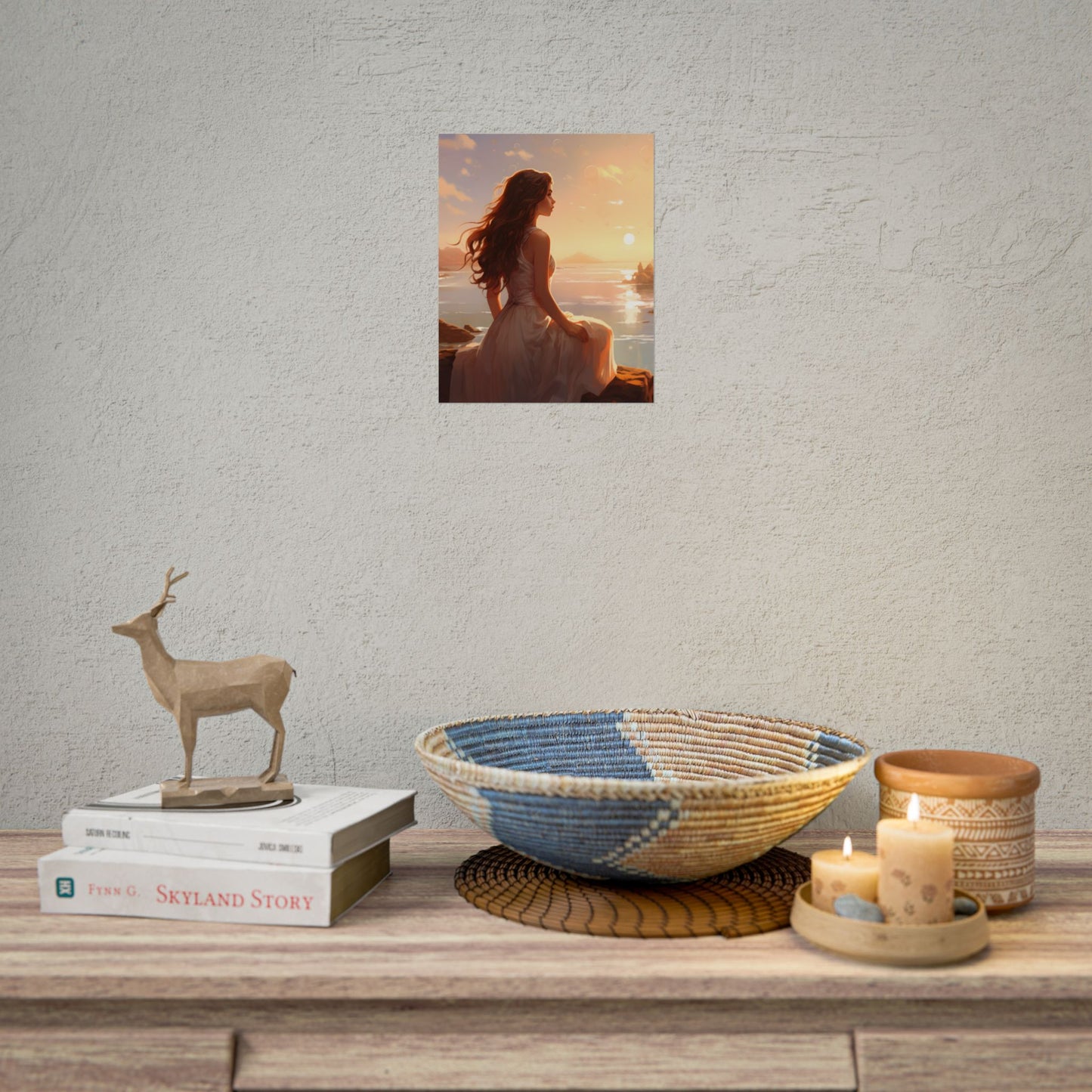 Vibrant Beach Scene: Summer Day with Sun-Kissed Figure - Poster