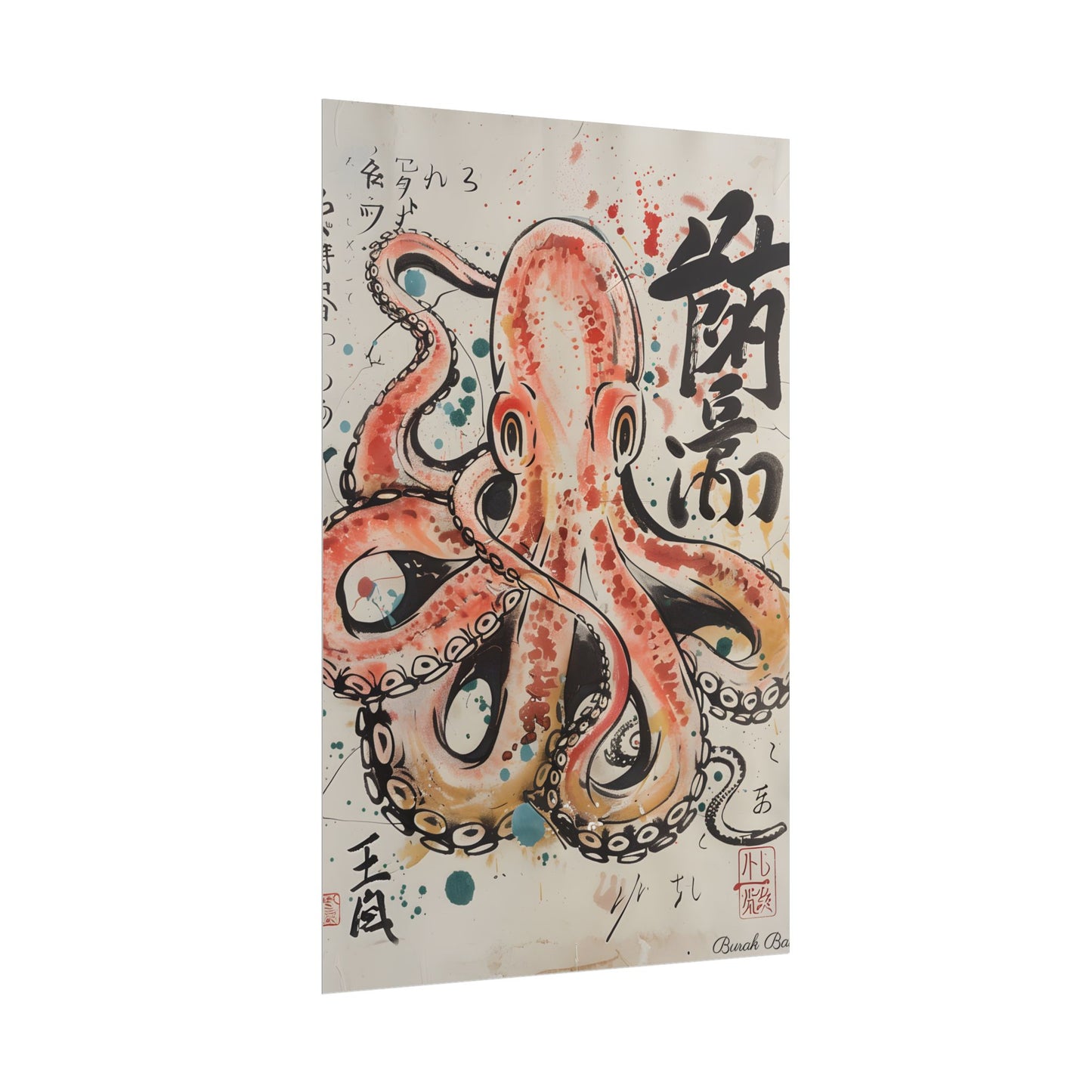 Traditional Japanese Octopus Artwork: Ukiyo-e Print - Poster