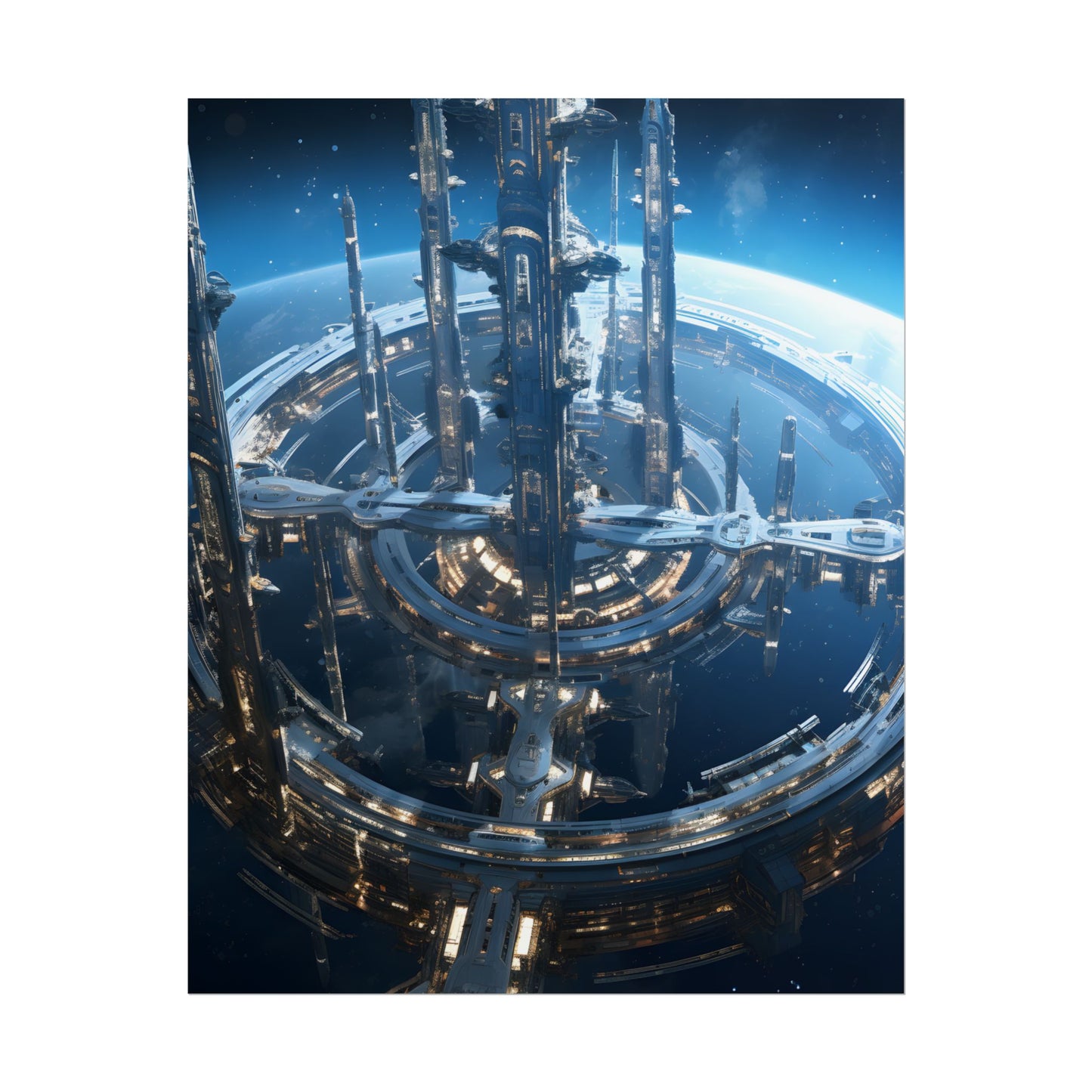 Futuristic Space Station: Aetherial Hub - Poster