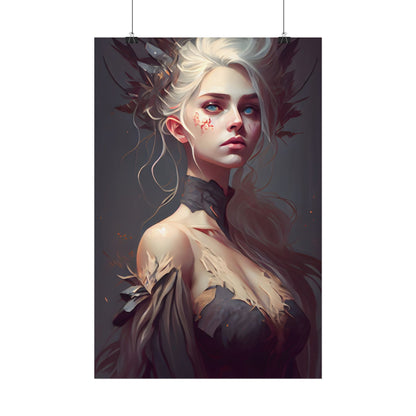 Elegant Blonde Portrait: Outdoor Woman in Dress - Poster