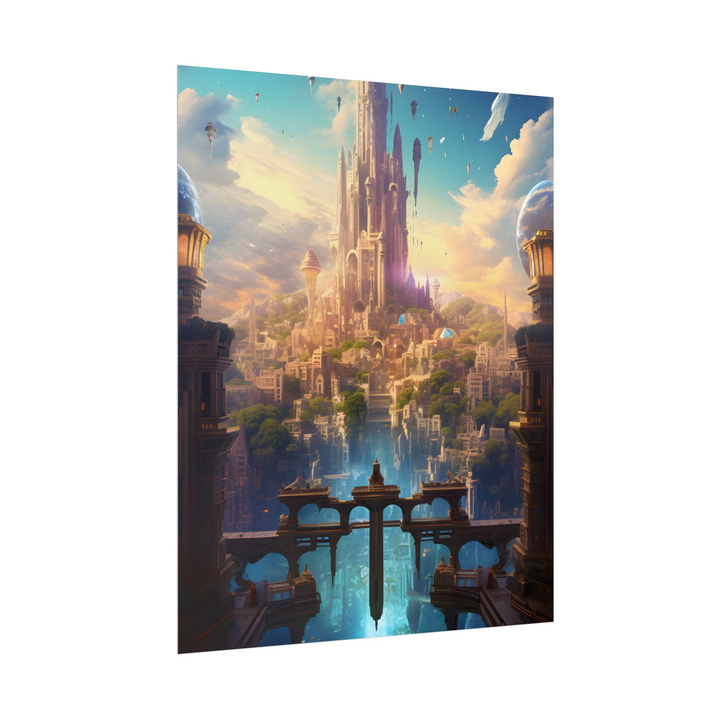Floating Columbia: Breathtaking Serene Cityscape Artwork - Poster