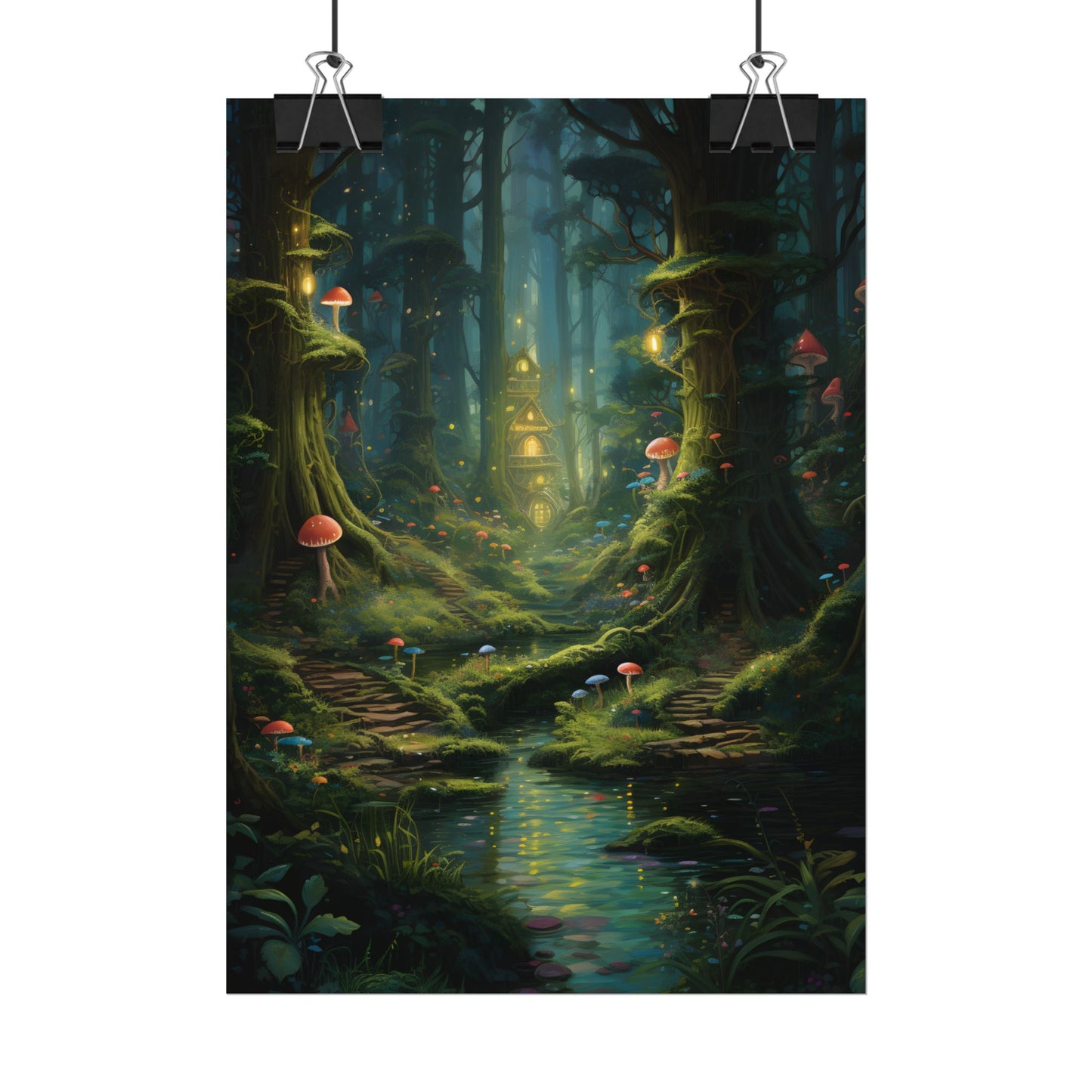 Enchanted Forest: Grimm's Fairy Tale Characters in Serene Woods - Poster