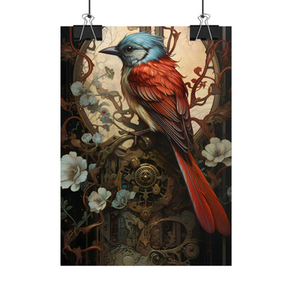 Mystical Songbird Guardian Amulet: Symbolic Artwork - Poster