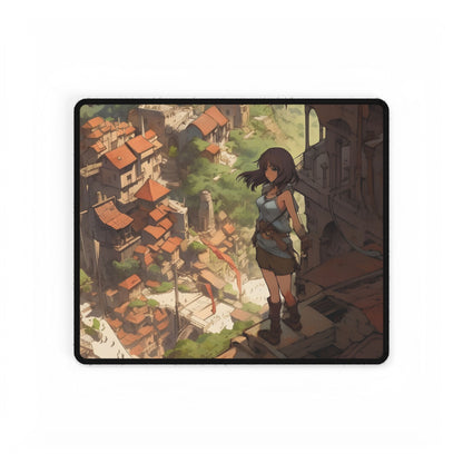 Dramatic Anime Feather: Bird's Eye View Illustration - Desk Mat