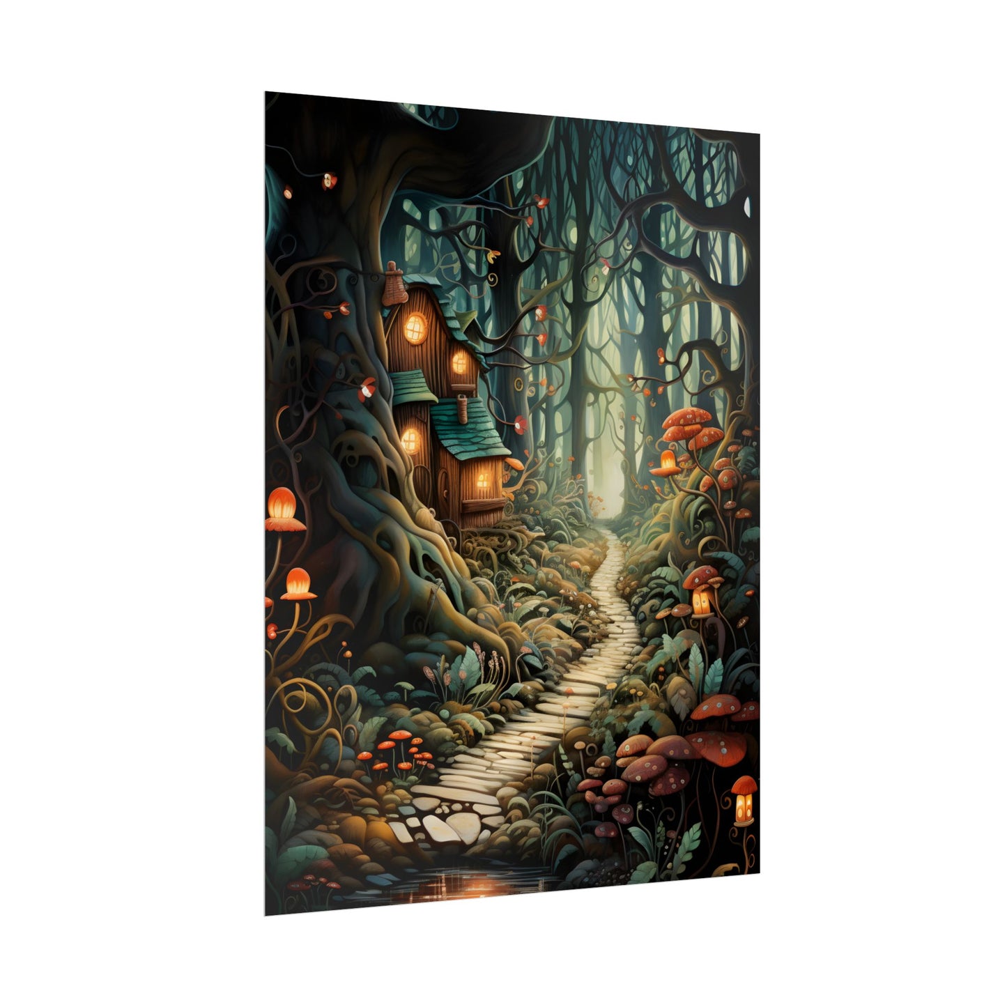 Whimsical Cartoon Forest Scene - Poster