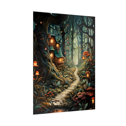 Whimsical Cartoon Forest Scene - Poster