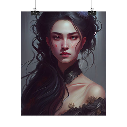 Astonishing Female Portrait: Dr. Black Hair Elegance - Poster