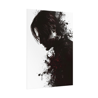 Emerging from Darkness: Blood-Splattered Figure Digital Art - Poster
