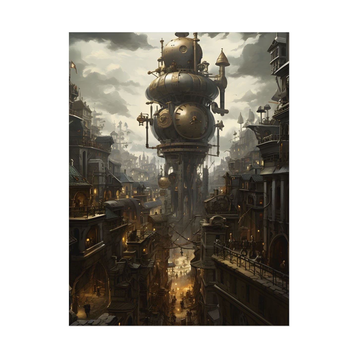 Vibrant Steampunk City: A World of Wonder - Poster
