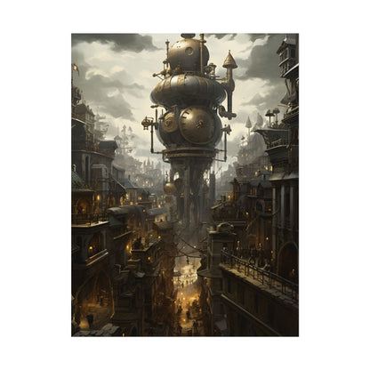 Vibrant Steampunk City: A World of Wonder - Poster