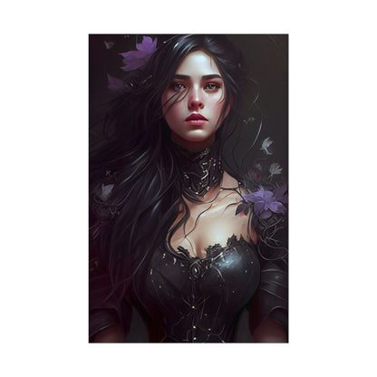Striking Woman Portrait: Black Hair Artwork - Poster