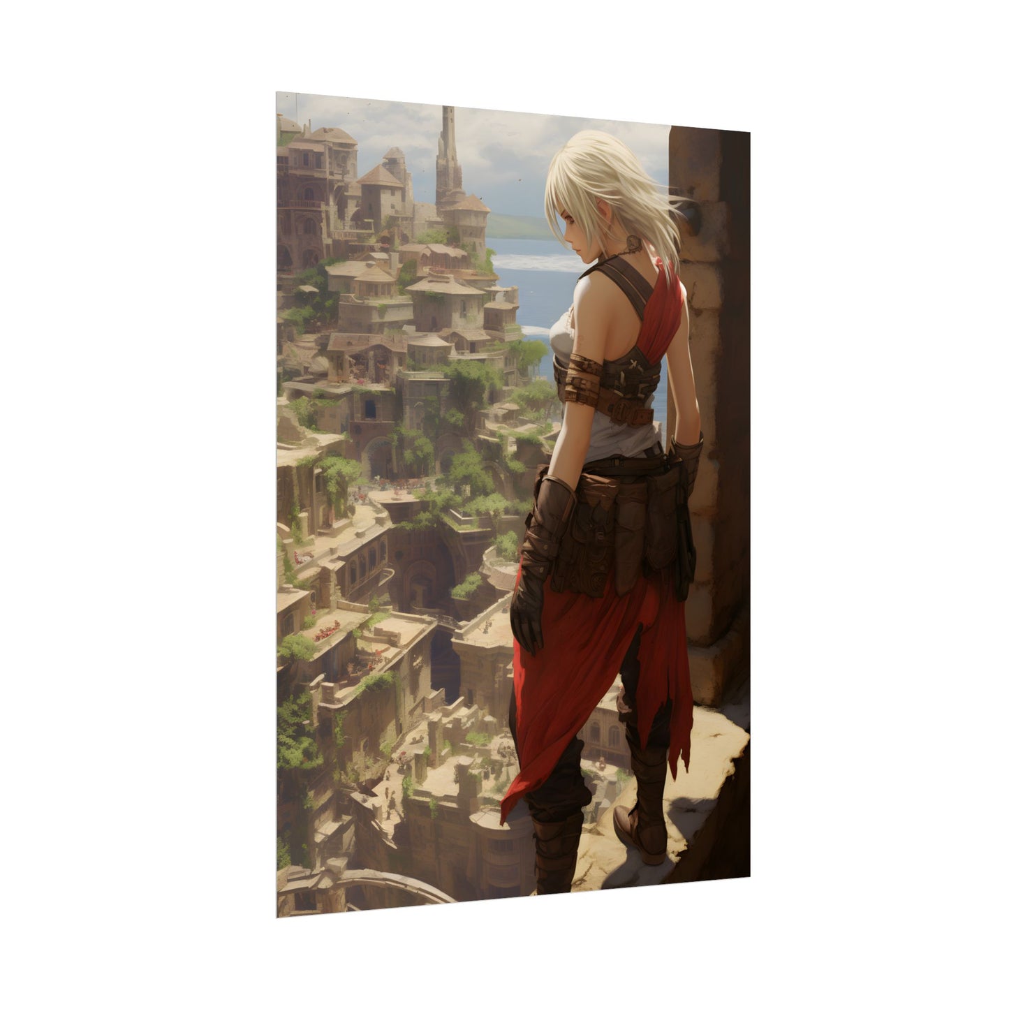 Dramatic Anime Female: Birds Eye View Illustration - Poster