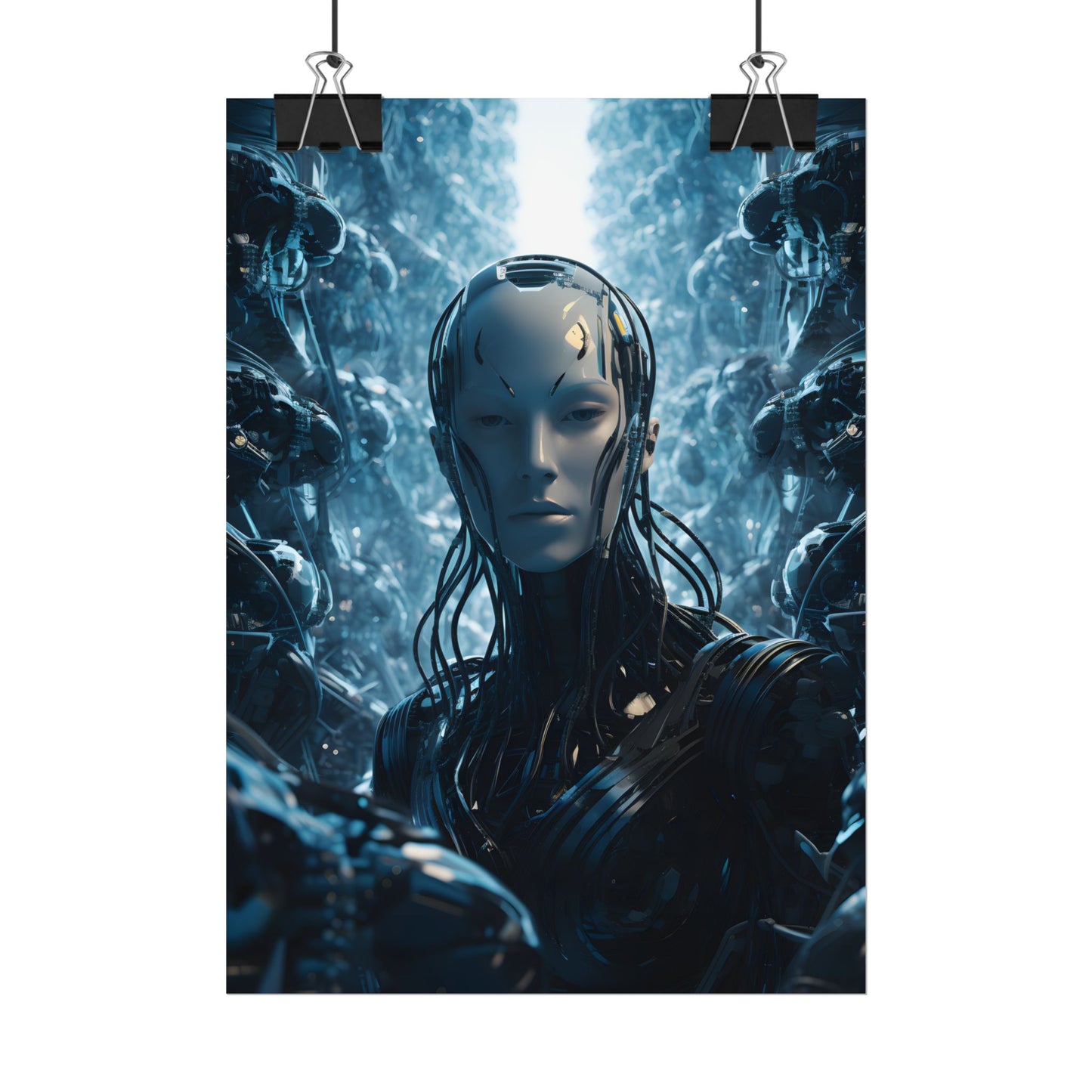 Robot Orchestra Symphony: Futuristic City Digital Art - Poster