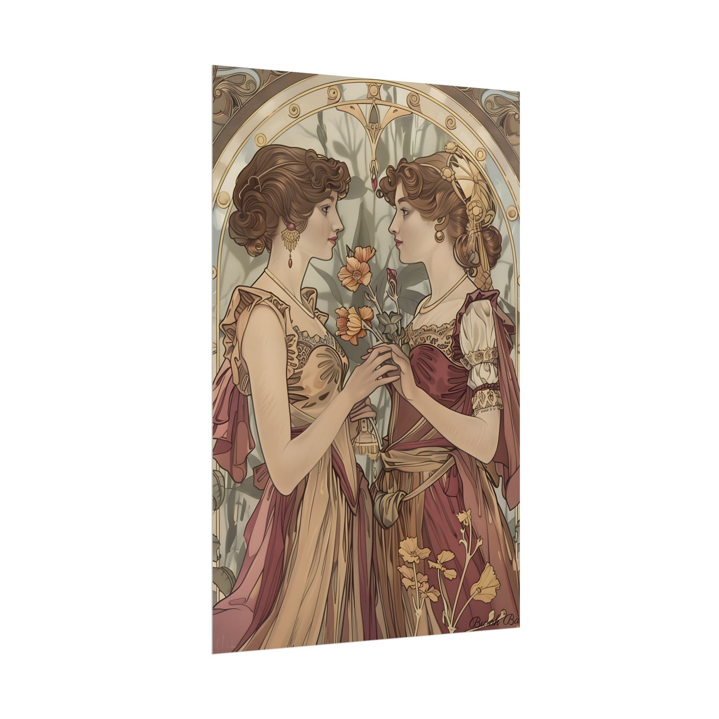 Middle Eastern Floral Beauty: Traditional Attire Digital Art - Poster