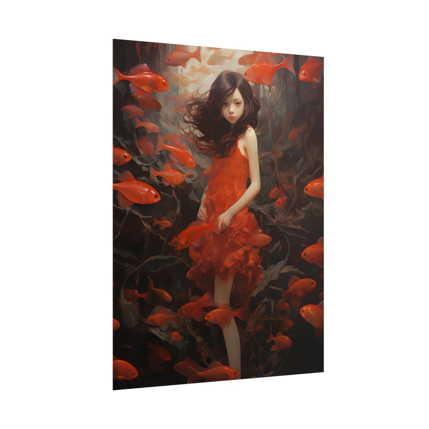 Simple Orange Still Life: Casual Wooden Table Art - Poster