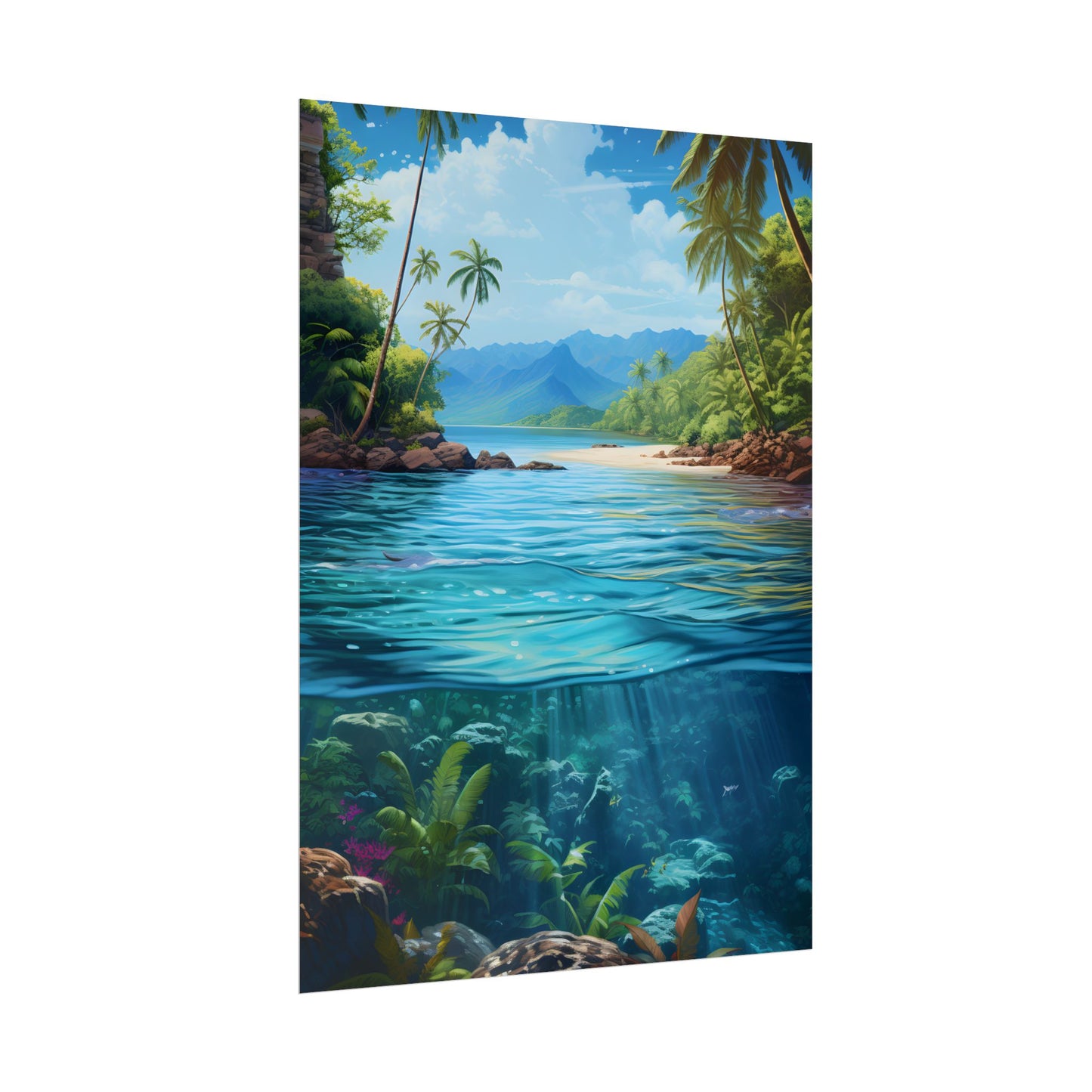 Tropical Island Oasis: Tranquil Tropical Landscape Art - Poster
