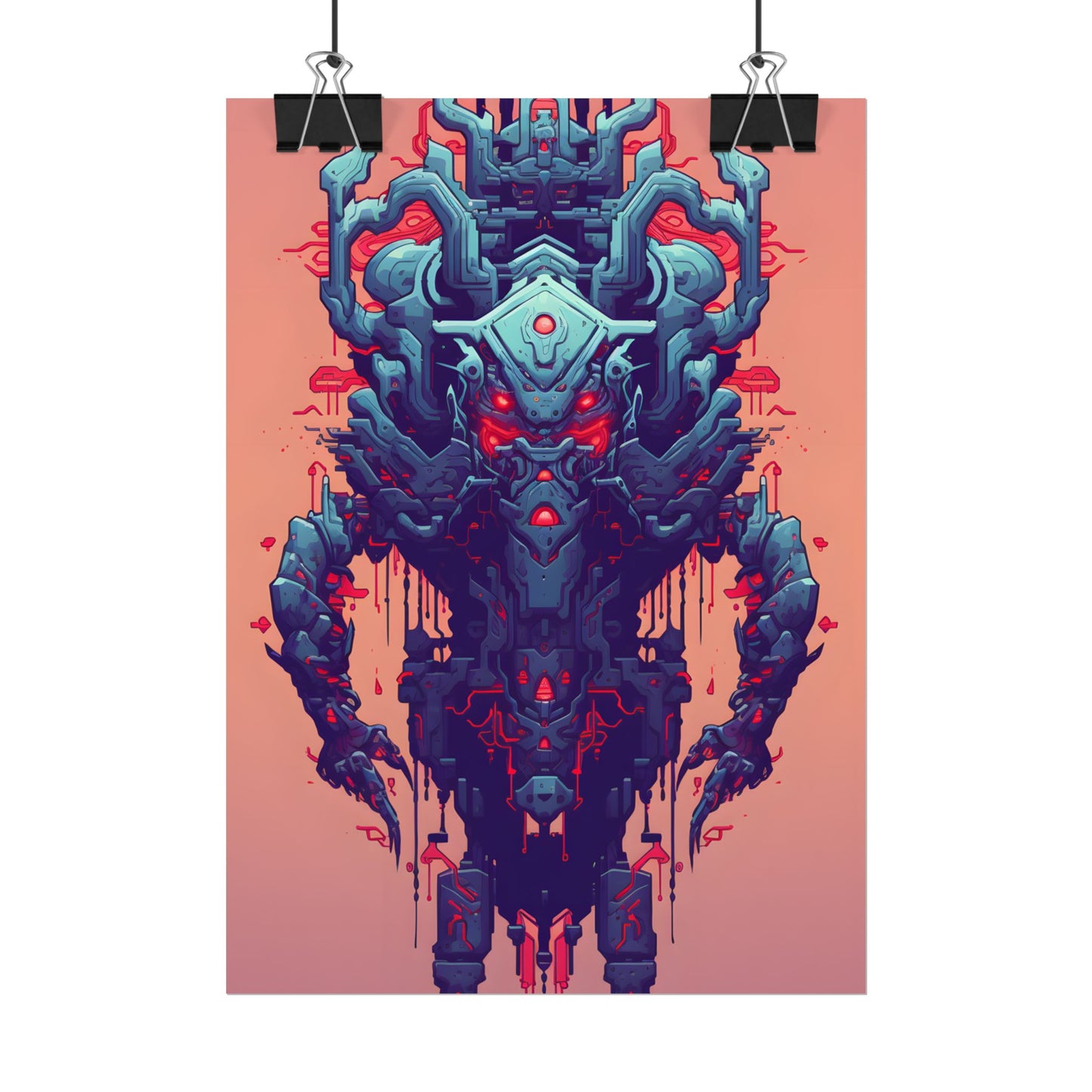 Neon Pixel Pets: Cyberpunk Synthwave Digital Art - Poster