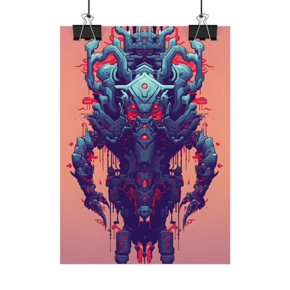 Neon Pixel Pets: Cyberpunk Synthwave Digital Art - Poster