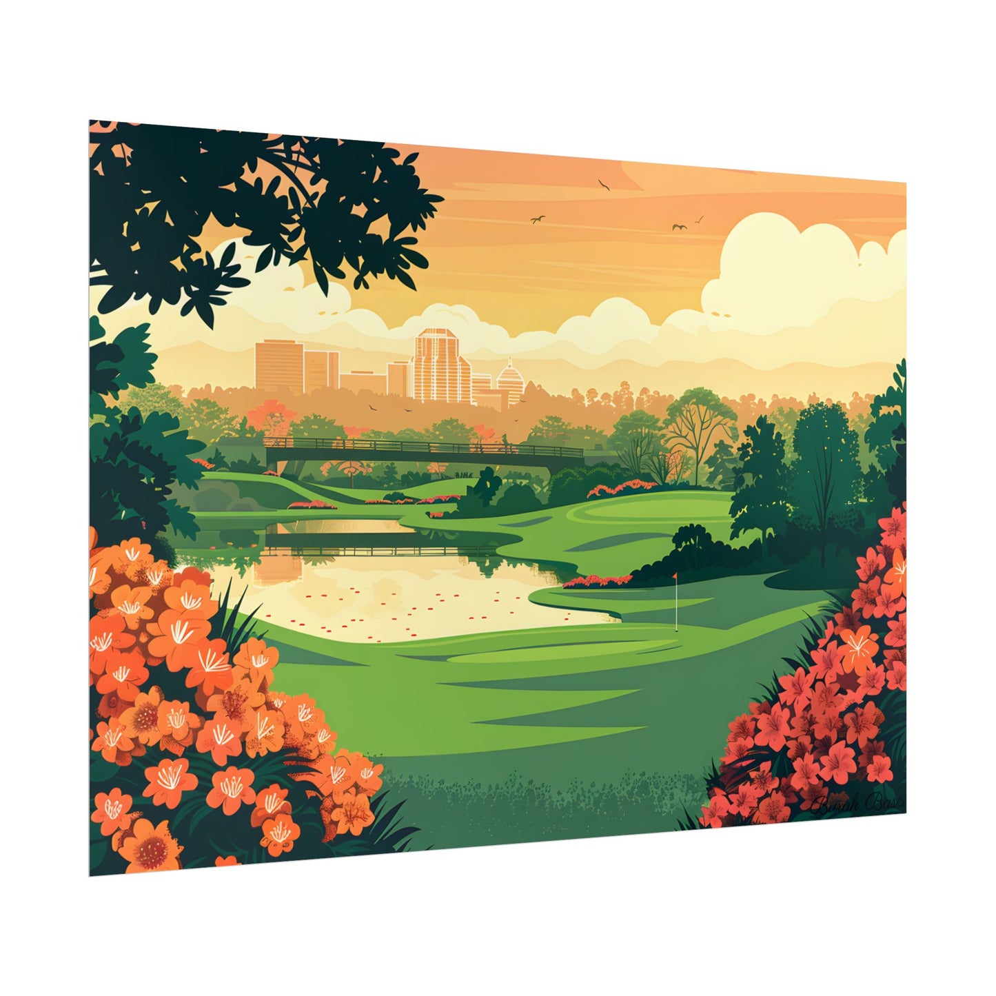 Retro Golf Illustration: Augusta National Georgia - Poster
