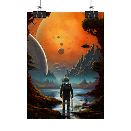 Futuristic Wilderness Explorer: Jetpack Adventure Art - Poster