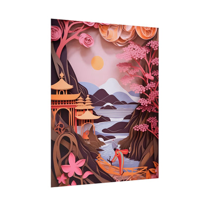 Japanese Vibrance: Eye-Catching Paper Quilled Landscape Art - Poster