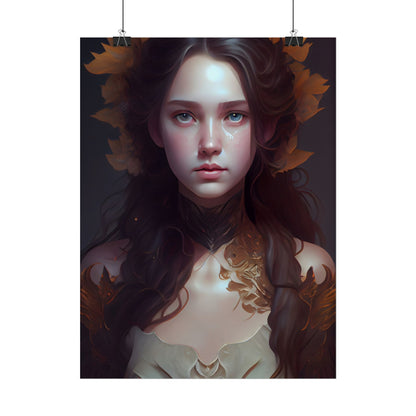 Brown Hair Female Portrait: Artistic Style Digital Art - Poster