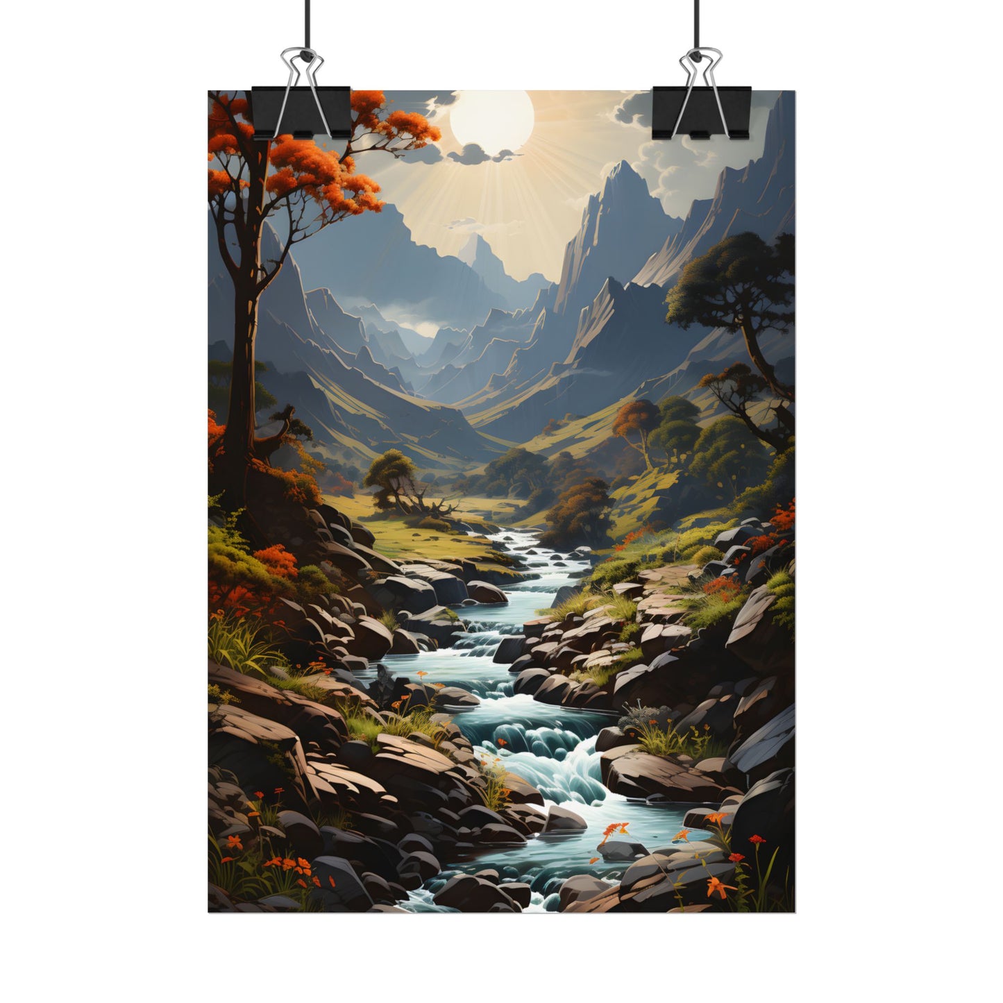 Majestic Waterfall Oil Painting: A Captivating Artwork - Poster