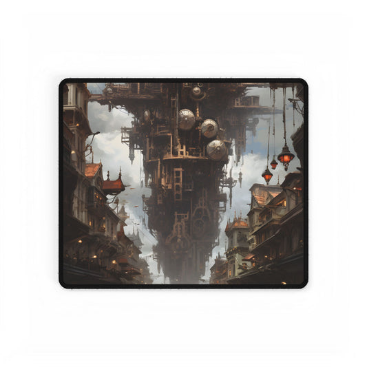 Steampunk Cityscape: A Glimpse into a Futuristic Industrial Era - Desk Mat