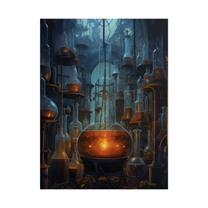 Scientific Discovery: Mysterious Laboratory Scene with Beaker and Whiteboard - Poster
