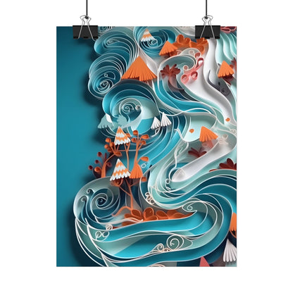 Paper Quilled Canyon Landscape: Natural Desert Artwork - Poster