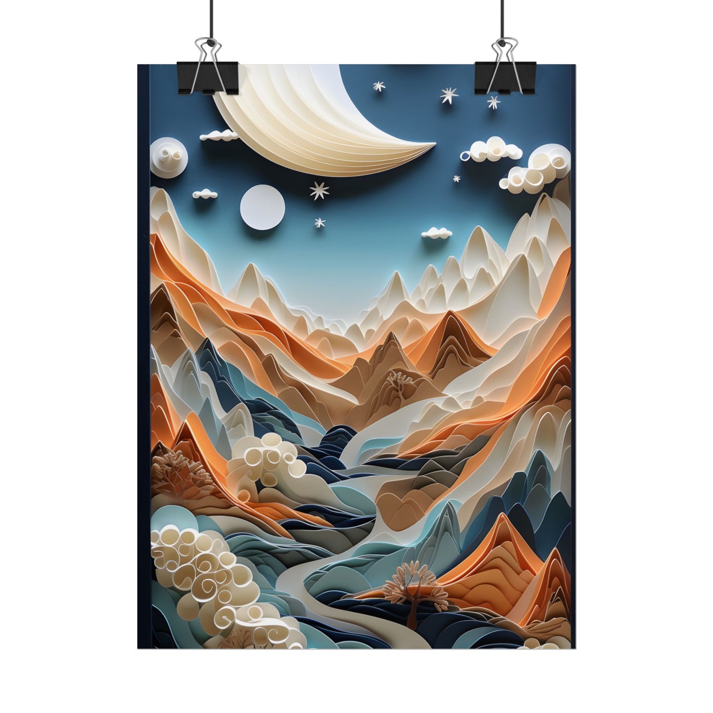 Vibrant European Quilled Landscape: Intricate Paper Art - Poster