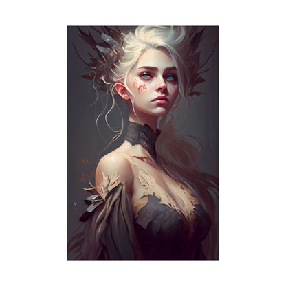 Elegant Blonde Portrait: Outdoor Woman in Dress - Poster