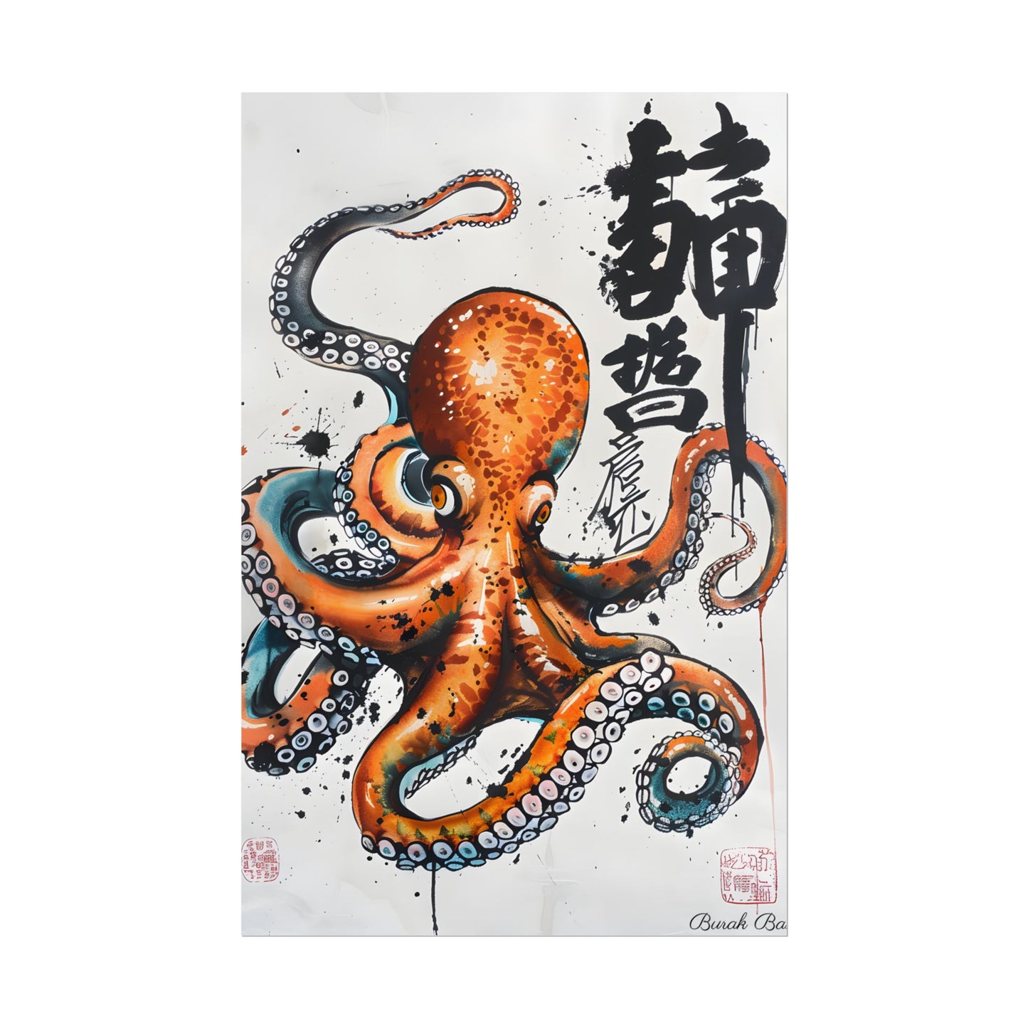 Japanese Ukiyo-e Octopus: Traditional Artwork Print - Poster