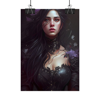 Striking Woman Portrait: Black Hair Artwork - Poster