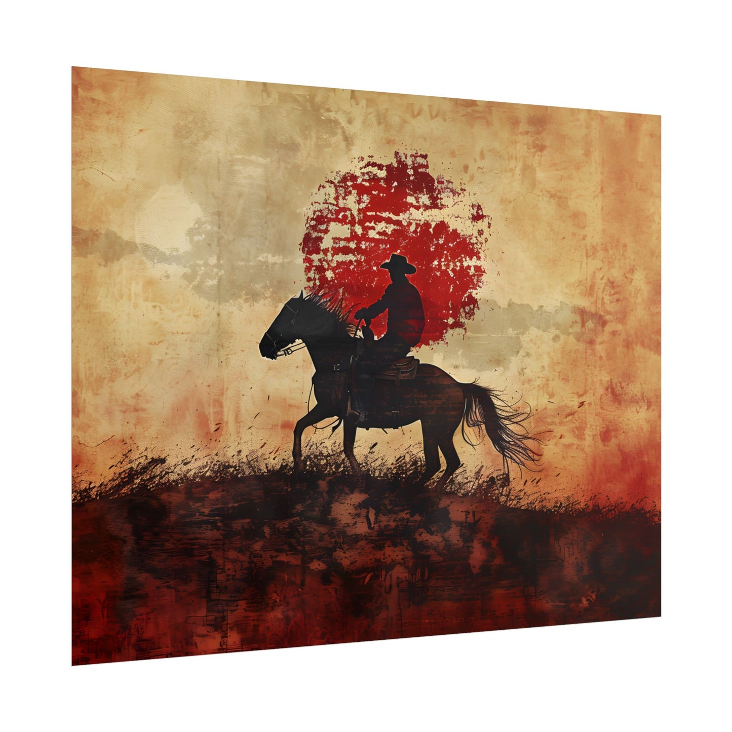 Dynamic Rodeo Scene: Earthy Tones of a Thrilling Ride - Poster