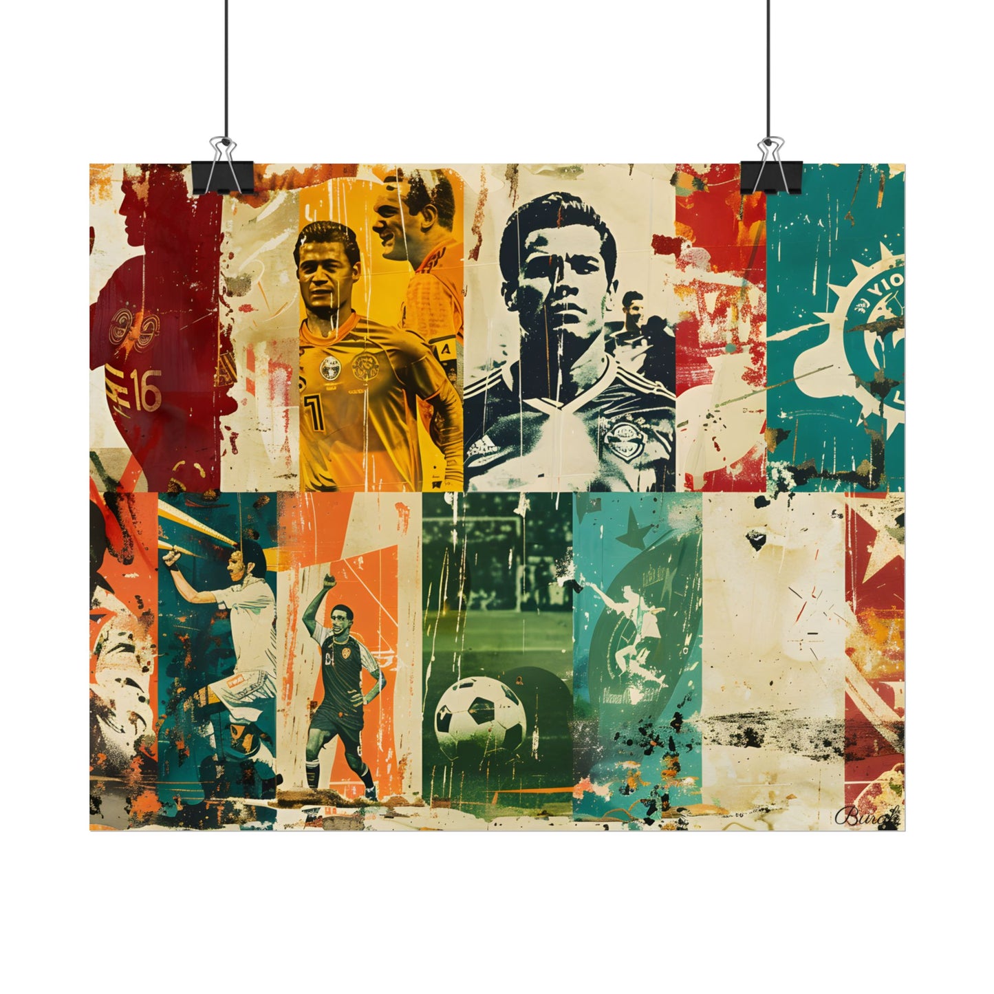 Vintage Soccer Posters: Retro Sports Art Collage - Poster
