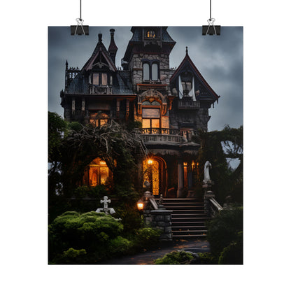 Spooky Victorian Mansion: Atmospheric Haunted Artwork - Poster
